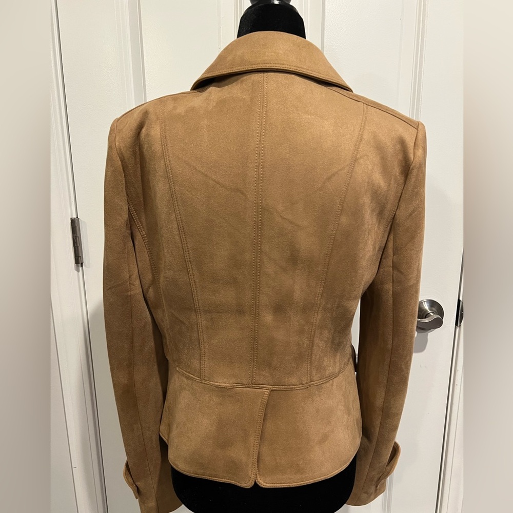 White House Black Market tan faux suede moto jacket tan color - Size Small - Picture 7 of 7